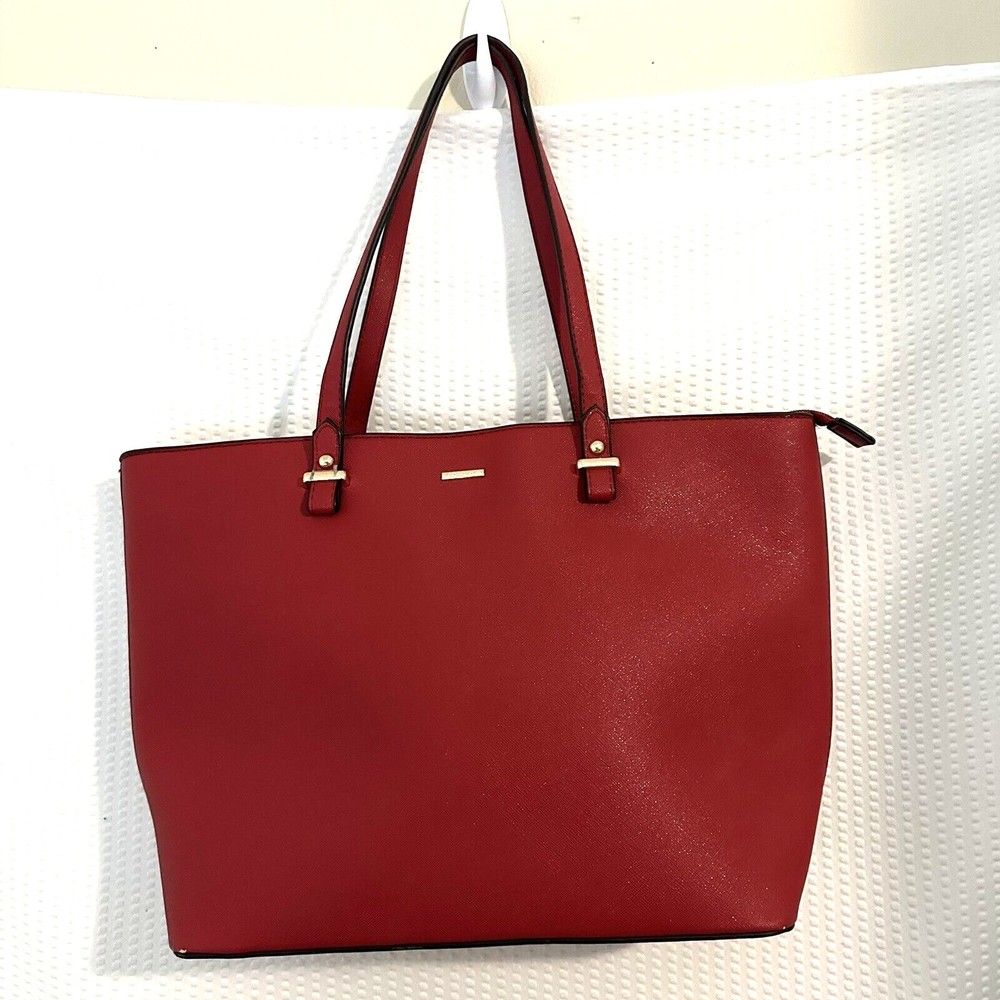 Lovevook Red Faux Leather Tote Shoulder Bag